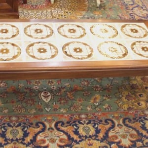 Mid Century Teak Coffee Table | Vintage Ceramic Tile Top Danish Modern Style
