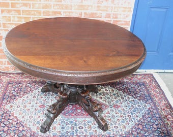 French Antique Oval Oak Renaissance Louis XIII Dining Table