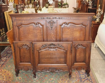 French Antique Normandy Oak Louis XV Queen size Bed