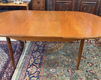 Mid Century G Plan Teak Butterfly Leaf Dining Table – Draw Leaf Oval Table