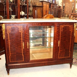 French Louis XVI Marble Top Sideboard Buffet Server Cabinet c1880 Ornate