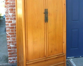Wardrobe Chinese Antique Armoire Cabinet | 2 Doors 2 Drawers Bedroom Storage