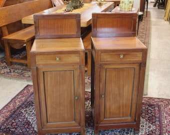 Pair of French Antique Mahogany Art Nuovo Nightstands
