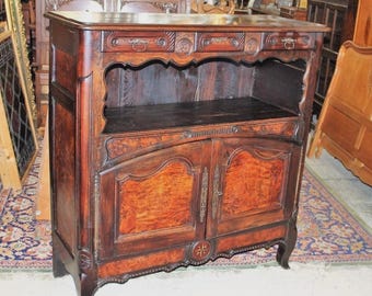 French Antique Burl Walnut Sideboard | Tall Cabinet Circa 1780 Dining Server