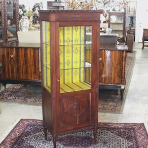 French Antique Louis XVI Mahogany Display Cabinet | Glass Door & Shelves