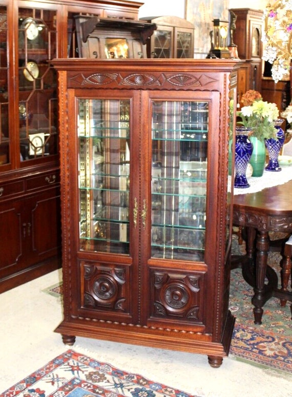French Antique Display Cabinet With 4 Glass Shelves Etsy UK