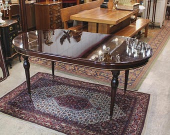 French Mid Century Mahogany Butterfly Leaf Dining Table