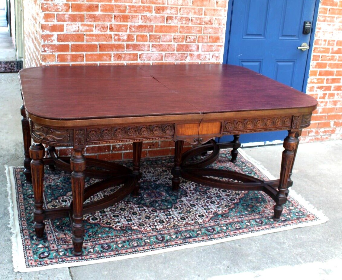 American Antique Mahogany Dining Room Table With 3 Leaves Etsy