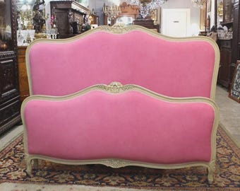 French Antique Carved Walnut Louis XV Full Bed | Ornate Rails Included