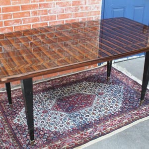 Italian Antique Ebony Macassar Dining Table | Mid Century Modern Furniture