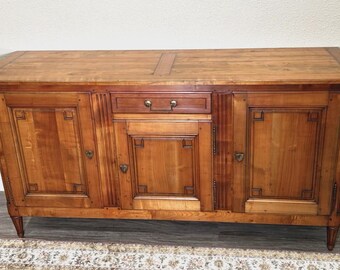 Antique French Louis XVI Maple Sideboard, Provincial Buffet Cabinet, Neoclassical Dining Storage