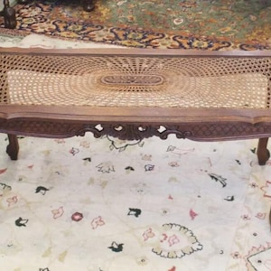 French Antique Oak Louis XV Coffee Table | Carved Frame & Glass Top Inset
