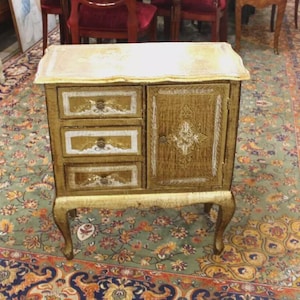 Italian Antique Vancian Gilt Side Table | 3 Drawers & Cabinet Hand Painted