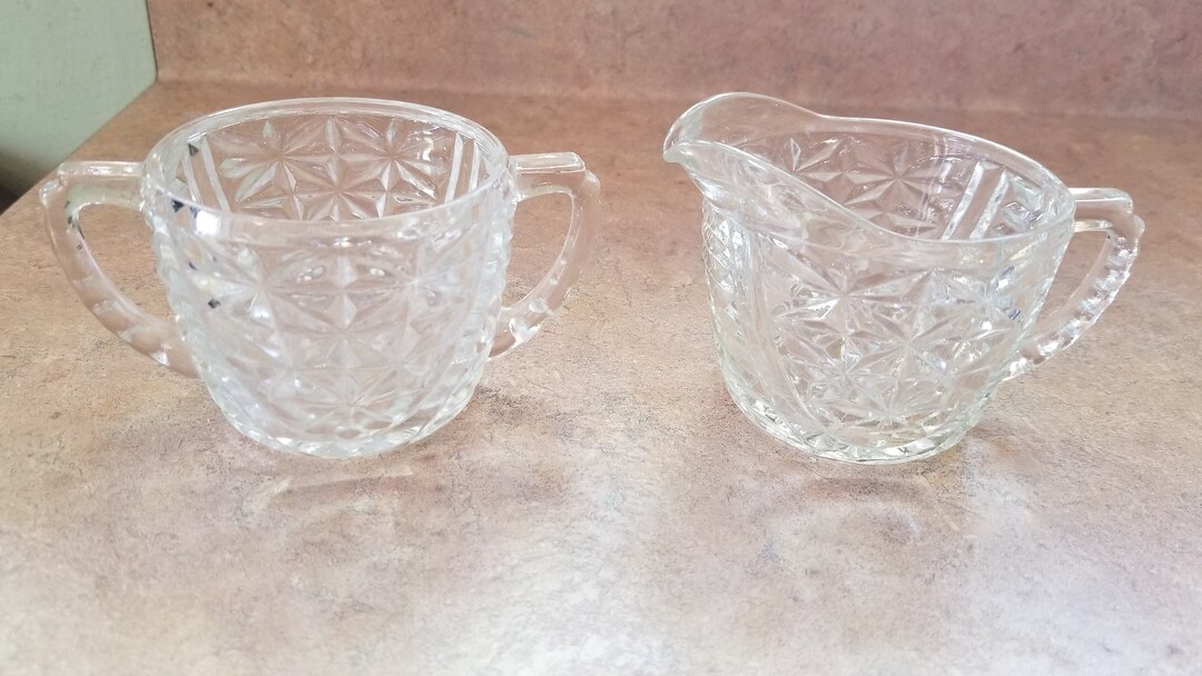 Vintage Glass Creamer and Sugar Set Etsy