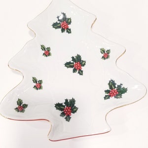 Vintage Lefton Christmas Holly berry Tree Dish