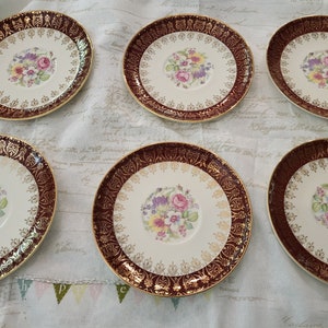 Homer Laughlin Georgian Eggshell Set of 6 Saucer Plates Vintage dishes Made in the USA