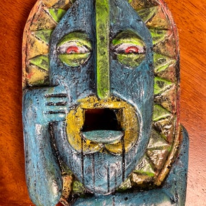 Tiki Mask with face inspired by Disney Enchanted Tiki Room and Trader Sam's Grog Grotto Blue Face