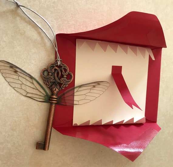 Flying Key Ornament Inspired by Harry Potter With Howler Envelope