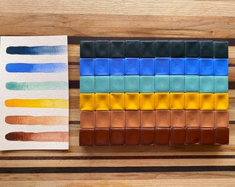 Handmade Aquarell | 6er Set halbe Pfannen | Rosten und Oxidieren