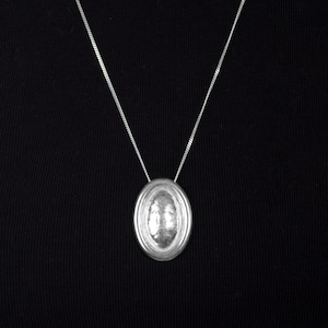 Sterling Silver Oval Necklace, Oval Pendant Necklace, Long Boho Chic, Geometric Necklace, Minimalist Necklace Design, All Ages Necklace