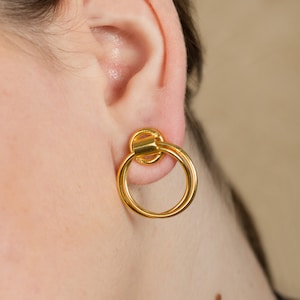 Twisted Gold Hoops Earrings, 18K Gold Plated Silver Earrings, Gold Stud Earrings, Gold Hoop Earrings, Elegant Twisted Hoop Earrings