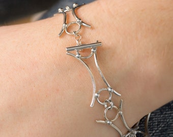 Sterling Silver Link Bracelet, Hollow Link Bracelet, Unique Geometric Bracelet, Solid Link Bracelet, Lightweight Link Bracelet, Gift for Her