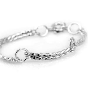 Sterling Silver Bracelet, Double Chain Bracelet, Solid Silver Bracelet for Women, Unique Silver Bracelet, Fine Silver Bracelet, Gift for Her image 2