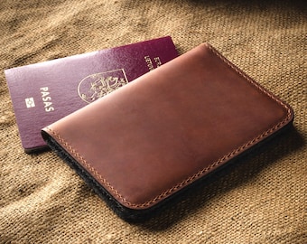 Portefeuille passeport, étui, support, couverture - cuir italien tanné végétal, feutre, porte-cartes de voyage, carte, carte d'identité, documents, support personnalisé