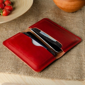 Funda / billetera para iPhone 12 Pro para dos teléfonos 2 Funda para iPhones Crazy Horse cuero rojo iPhone 12 cartulina estilo vintage iPhone 12 Pro Max funda