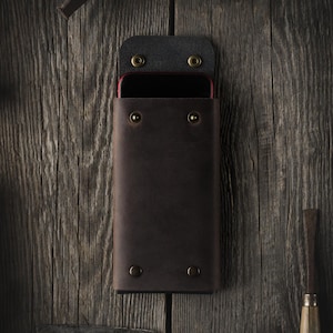 iPhone Xr, Xs & Xs Max Portemonnaie / Hülle minimalistisches Portemonnaie/Kartenhalter Unikat Crazy Horse braun Leder Wollfilz iPhone 11/11 Pro/8/7 Hülle