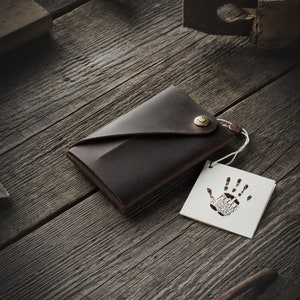 Portefeuille minimaliste pour hommes, porte-cartes pour femmes, portefeuille mince, portefeuille pour hommes, portefeuille pour femmes, porte-monnaie Wood Brown petit portefeuille cadeau parfait image 1