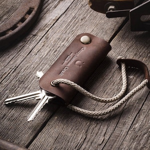 Cow Leather Zippered Key Chain Holder by Marshal Wallet Tan