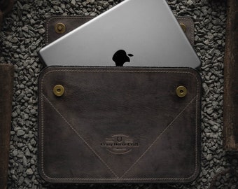 NEW 2022 iPad Air 10.9 inch leather case, iPad 11 sleeve, Grey iPad Pro 12.9 cover pencil holder wool felt Crazy Horse leather iPad 10.2 bag