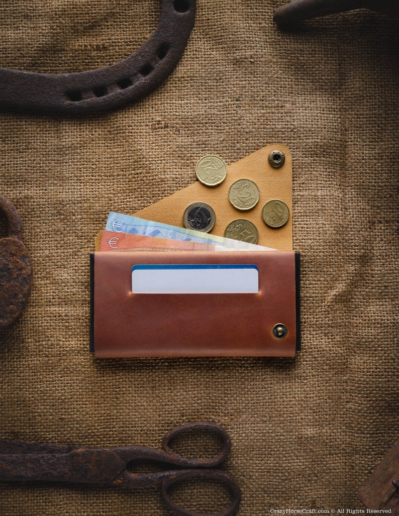 iPhone 14 Plus case / wallet, iPhone 14 sleeve / cardholder, brown Crazy Horse leather, minimalist iPhone 14 / 13 Pro Max cover, unique gift bild 6
