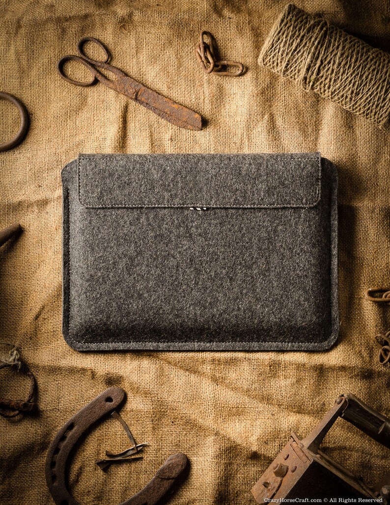 iPad 10.2 2022 case leather, case / sleeve, iPad Air 10.9 / 10.2 case, 100% wool felt, pencil holder, brown Crazy Horse leather, iPad Pro 11 image 2