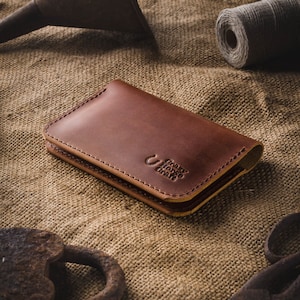 Cartera de piel curtida vegetal, tarjetero, tarjetero para tarjetas de crédito, piel crazy horse naranja, fieltro de lana, para hombre y mujer