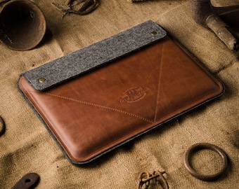 MacBook Pro 16 Zoll Hülle M5 MacBook Pro 16 Tasche 100% Wollfilz pflanzlich gegerbt Crazy Horse Ledertasche MacBook Air / Pro 13/14 Hülle Tasche