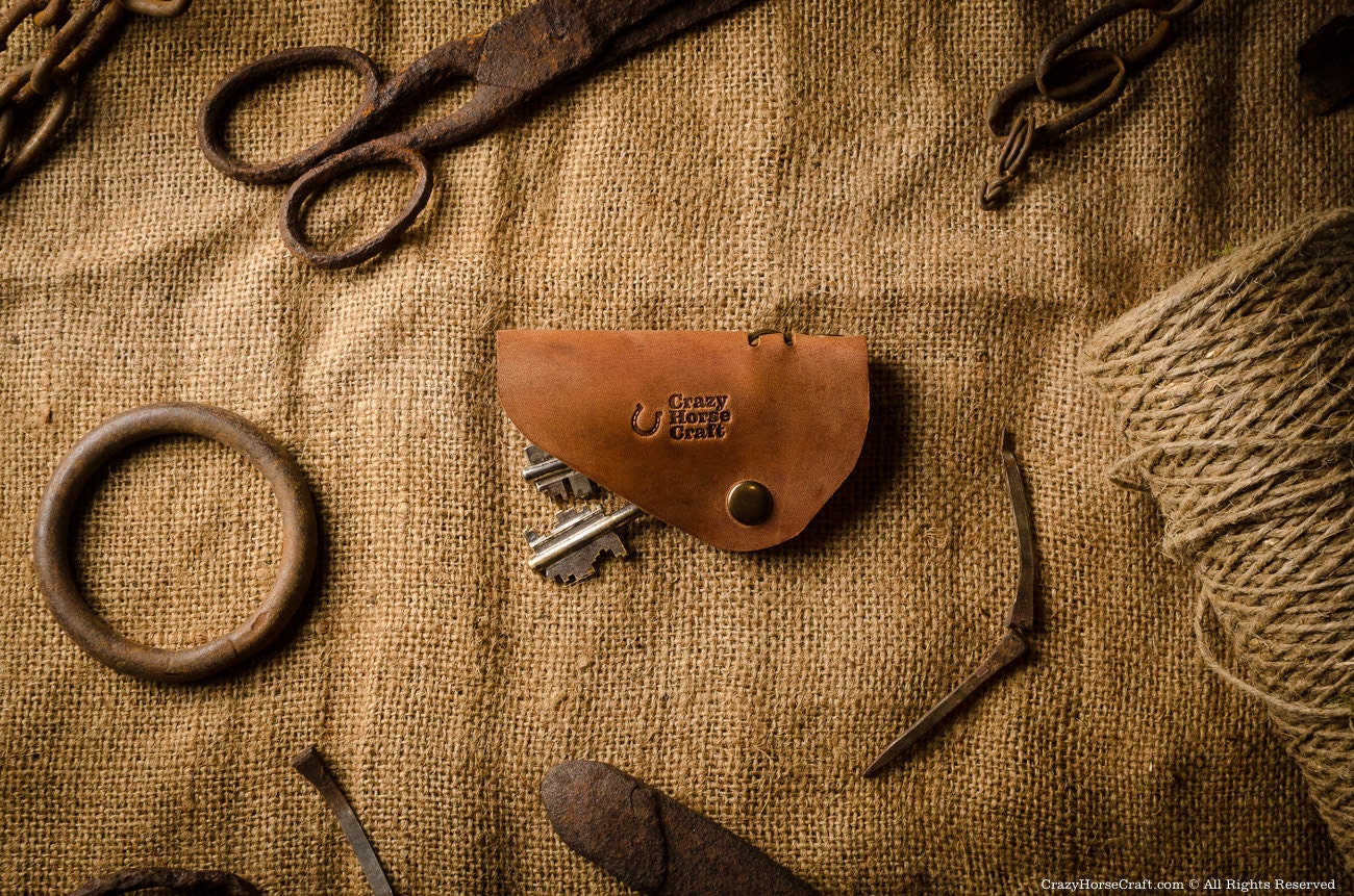 Leder Schlüsselhalter Schlüsseltasche Schlüsselanhänger Schlüsseletui Vintage Stil orange Leder hält - Bild 5 von 11