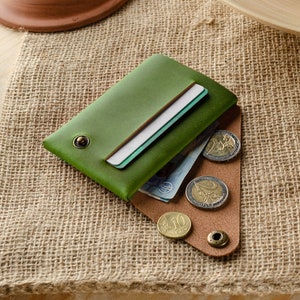 Minimalist wallet for men card holder for women slim men's wallet women's coin purse Alpine Green wallet perfect gift for him her money clip zdjęcie 4