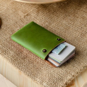 Minimalist wallet for men card holder for women slim men's wallet women's coin purse Alpine Green wallet perfect gift for him her money clip zdjęcie 6
