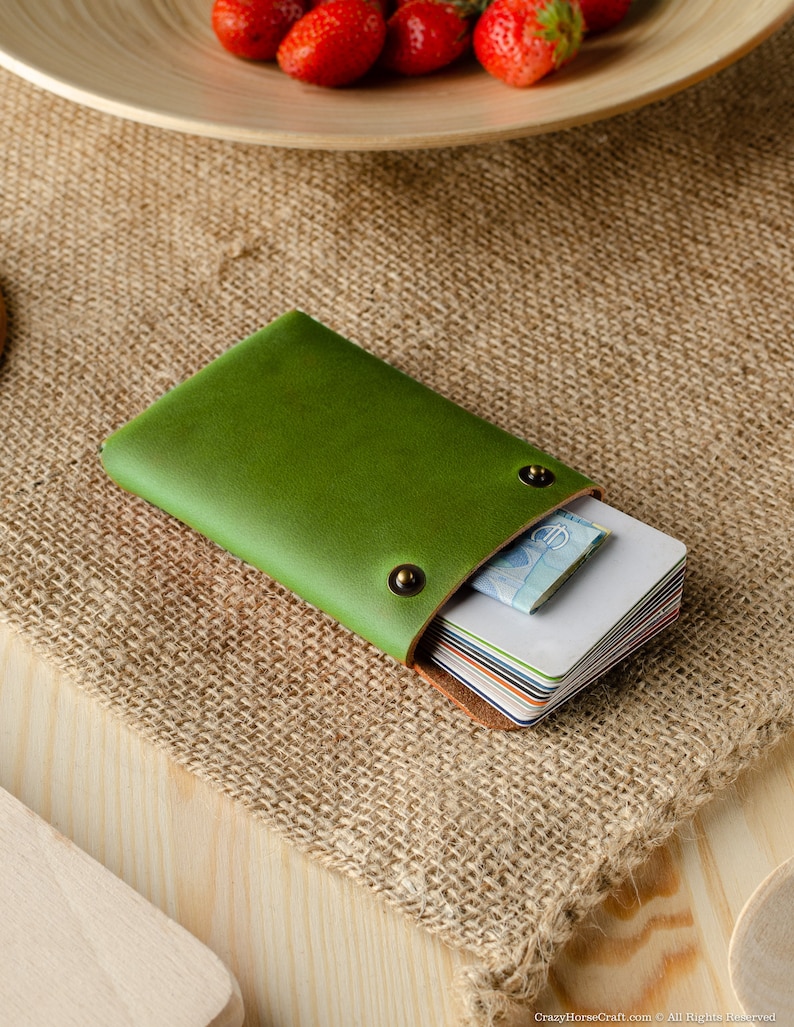 Minimalist wallet for men card holder for women slim men's wallet women's coin purse Alpine Green wallet perfect gift for him her money clip zdjęcie 6