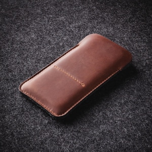 Leather iPhone case sleeve wallet personalized slim card holder gift for him her Crazy Horse iPhone 17 Air Pro Max 16 Pro Plus iPhone 17e 15 Classic Brown