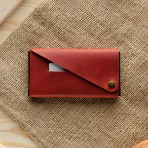 iPhone Xr Portemonnaie / Hülle minimalistisches Portemonnaie/Kartenhalter Unikat Crazy Horse rotes Leder iPhone Xs & Xs Max Hülle, iPhone SE/11/11 Pro/8 Hülle