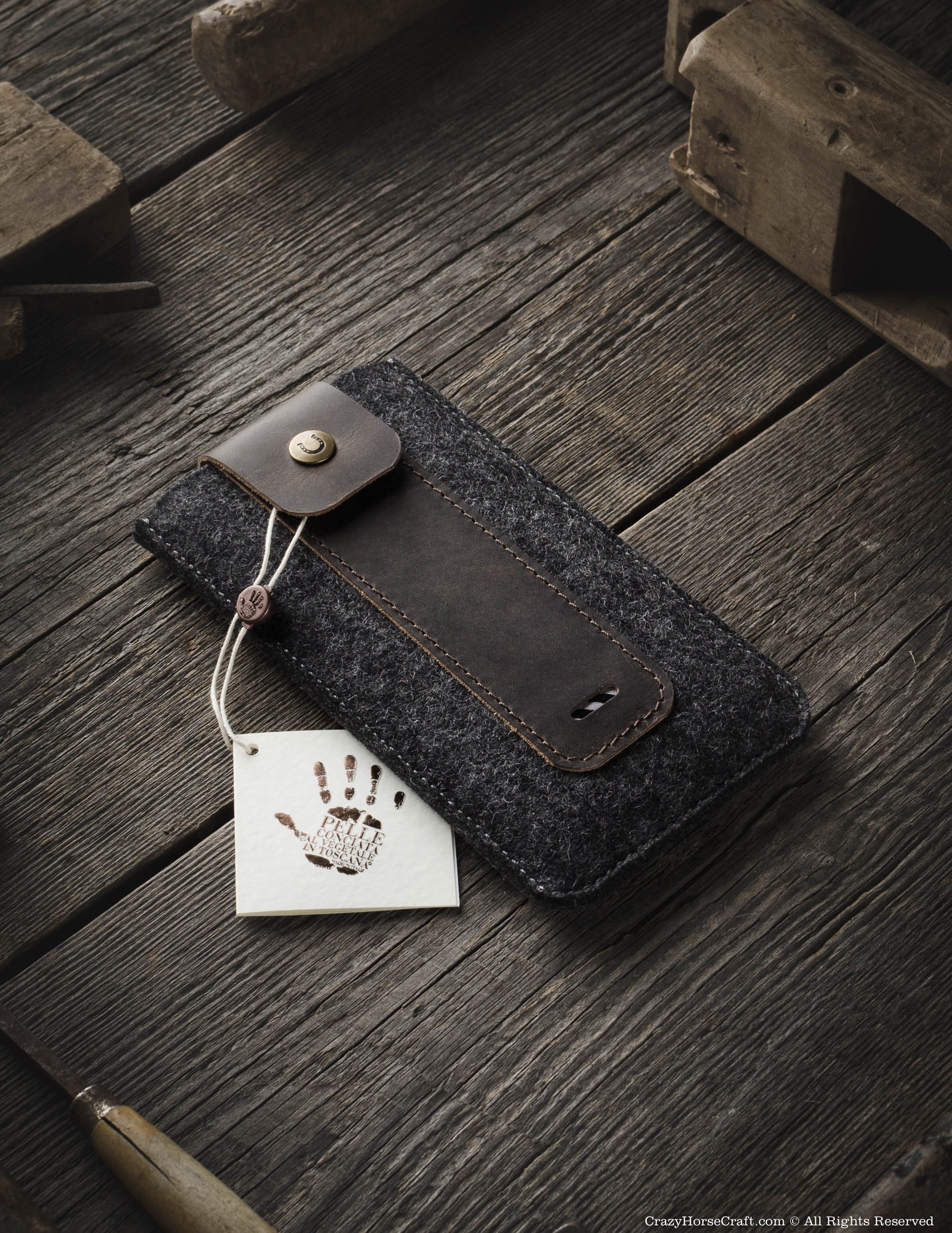 iPhone 14 13 funda madera marrón 100 % lana fieltro cuero italiano - Imagen 7 de 169