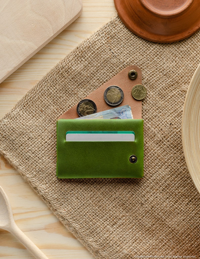 Minimalist wallet for men card holder for women slim men's wallet women's coin purse Alpine Green wallet perfect gift for him her money clip zdjęcie 8