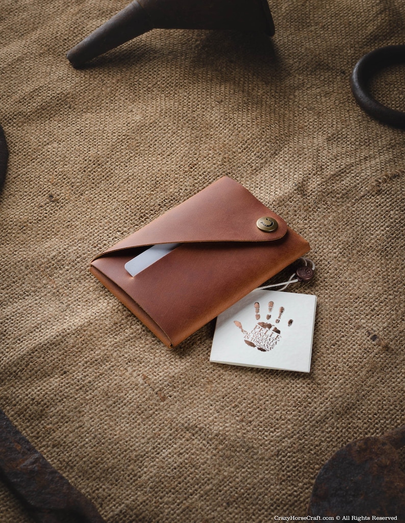 Minimalist leather wallet for men, card holder for women, slim wallet, men's wallet, women's wallet, Classic Brown coin purse, perfect gift image 1