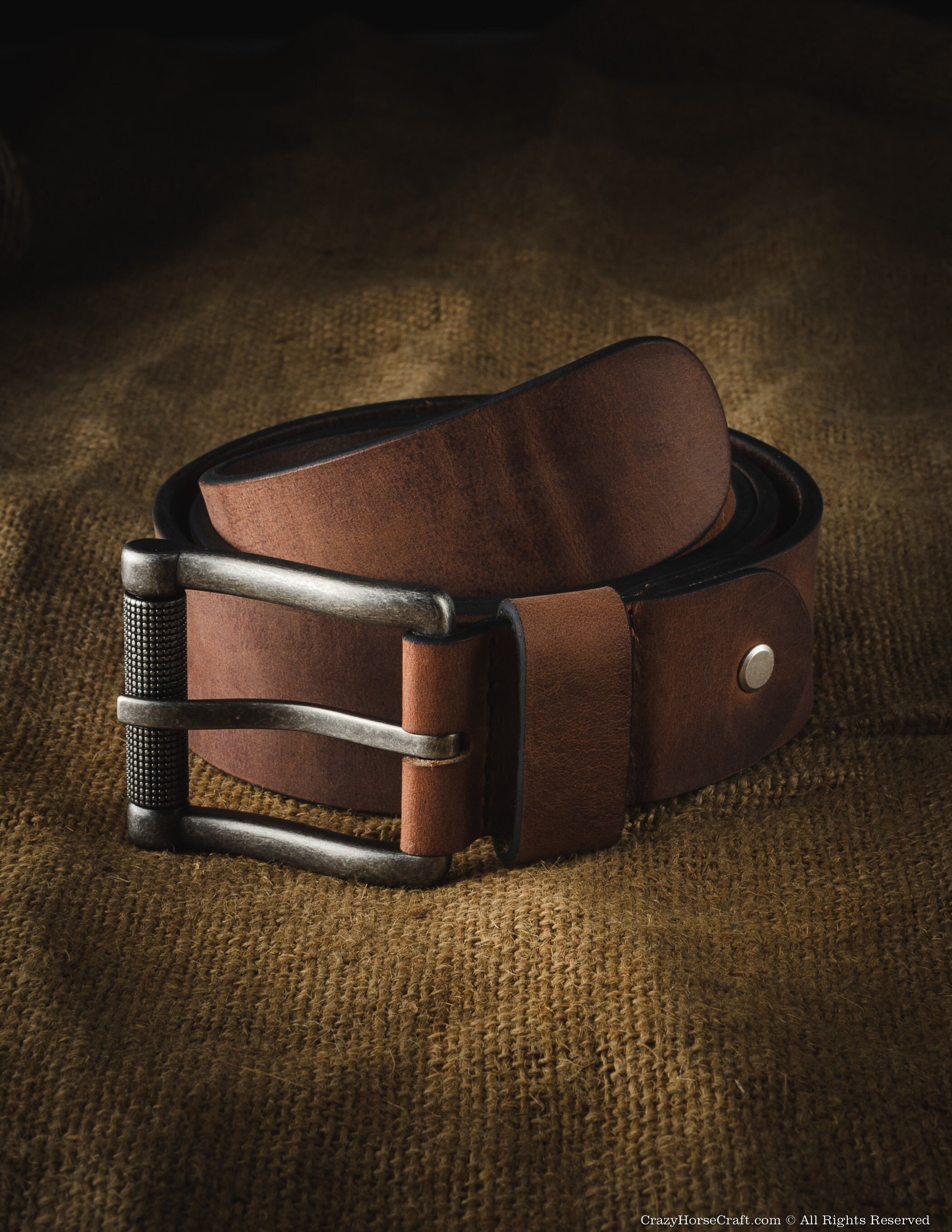 Jeans Belt for Men and Women Italian Vegetable Tanned Crazy Horse
