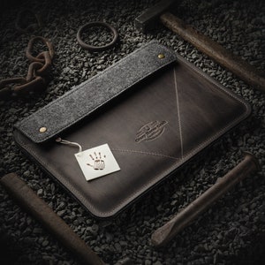 Custodia per MacBook Air 13 M4 e M3 grigia Custodia per MacBook Air 15 Pelle Crazy Horse italiana di alta qualità Feltro di lana al 100% Custodia per MacBook Pro 16 Borsa per laptop