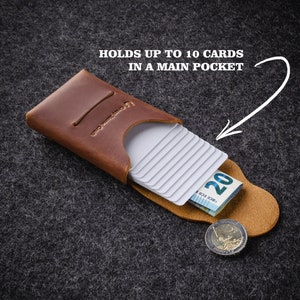 Porte-cartes en cuir mince, portefeuille minimaliste, gravé, portefeuille personnalisé, porte-cartes de visite, cadeau pour homme, cuir Crazy Horse image 5