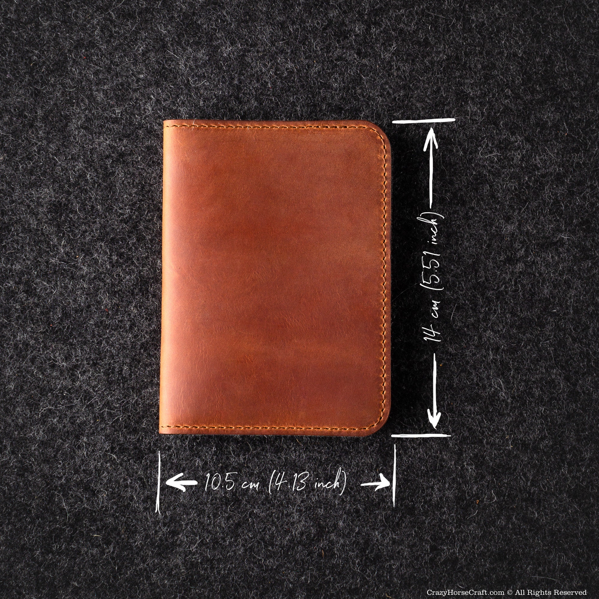 Funda tipo billetera de pasaporte con soporte de viaje vegetal curtido cuero italiano fieltro - Imagen 9 de 16